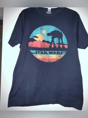 Star Wars Graphic Tee in Navy with Teal, Yellow & Red Retro Logo